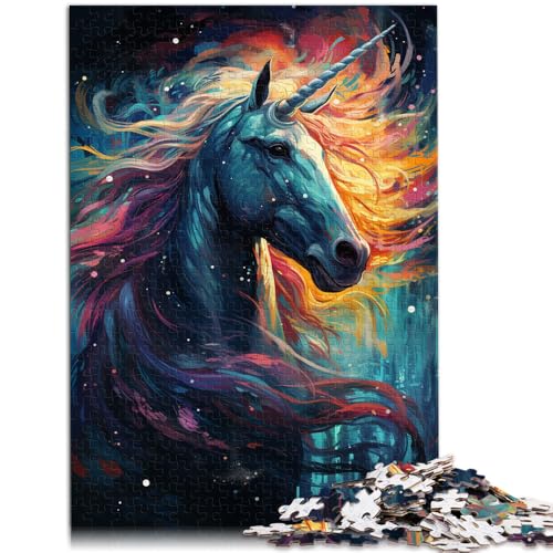 Puzzle für Erwachsene 1000 Teile Farbmalerei Einhorn Lernspielzeug Familienspiele 26 x 38 cm Fördert die Liebe zwischen Paaren von DLBHSG