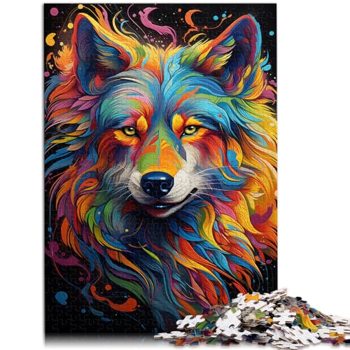 Puzzle für Erwachsene 1000 Teile Farbmalerei Wolf Spielzeug Lernspiele Stressabbau 50 x 75 cm zum Stressabbau schwierige Herausforderung von DLBHSG