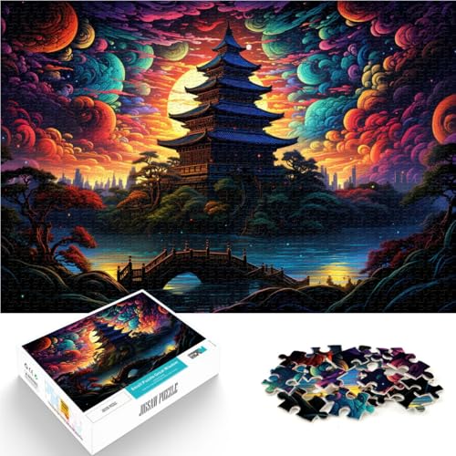 Puzzle für Erwachsene 1000 Teile Farbpagode Familienunterhaltungsspielzeug 26 x 38 cm anspruchsvolles Spiel und Familienspiel für 14-Jährige von DLBHSG