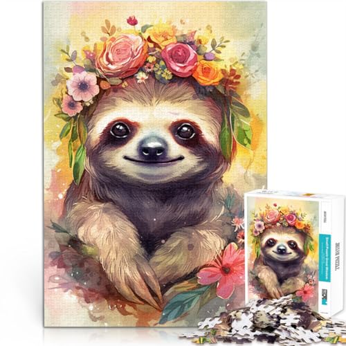 Puzzle für Erwachsene 1000 Teile Faultier Baby Lernspielzeug Familienspiele 26 x 38 cm anspruchsvolles Spiel und Familienspiel von DLBHSG