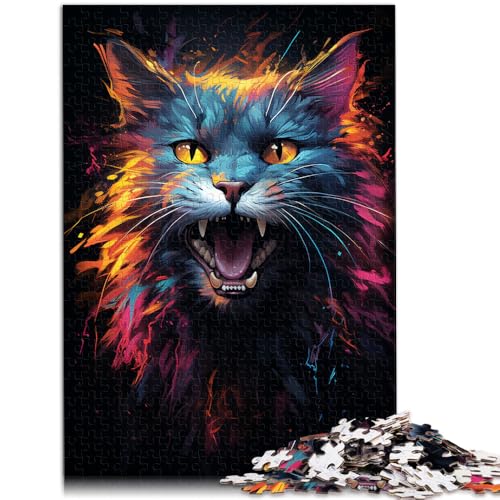 Puzzle für Erwachsene 1000 Teile Feuerkatze Lernspielzeug Familienspiele 50 x 75 cm geeignet als Schreibtischdekoration von DLBHSG