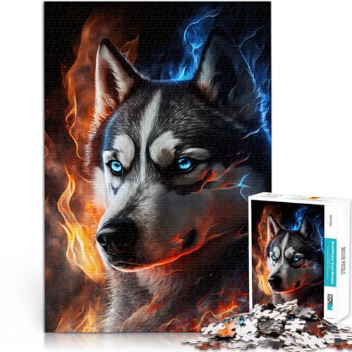 Puzzle für Erwachsene 1000 Teile Feuertier-Husky-Quizspiel 50 x 75 cm ganze Familie für Teenager ab 14 Jahren von DLBHSG