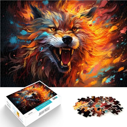 Puzzle für Erwachsene 1000 Teile Feuerwolf Lernpuzzle 50 x 75 cm geeignet als Schreibtischdekoration für Teenager ab 14 Jahren von DLBHSG