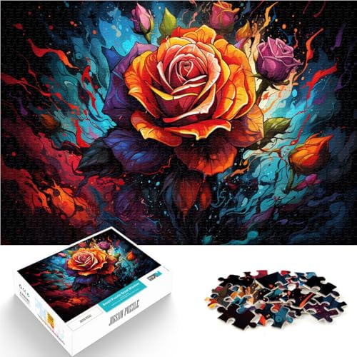 Puzzle für Erwachsene 1000 Teile Flammenrose Lernspielzeug Familienspiele 50 x 75 cm geeignet als Schreibtischdekoration für Teenager ab 14 Jahren von DLBHSG