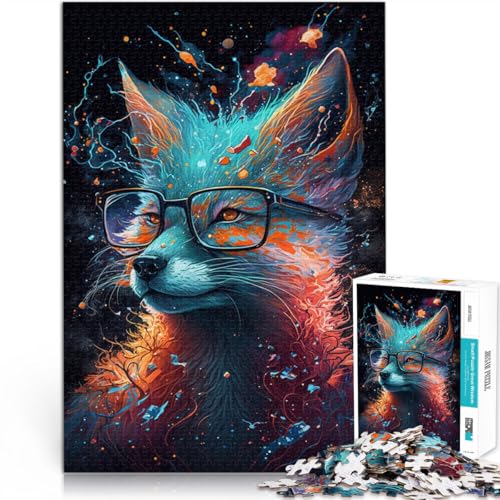 Puzzle für Erwachsene 1000 Teile Fuchs mit Brille Puzzlespiel 50x75cm Lernspiel für Geburtstag Weihnachten ab 14 Jahren von DLBHSG