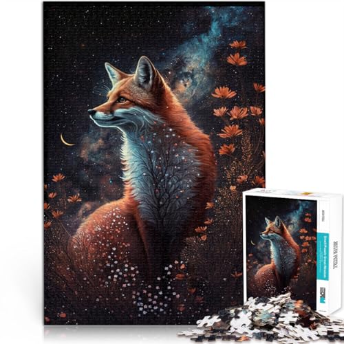 Puzzle für Erwachsene 1000 Teile Fuchs und Blumen Spielzeug Lernspiele Stressabbau 26x38cm ganze Familie von DLBHSG