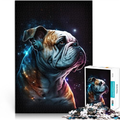 Puzzle für Erwachsene 1000 Teile Galaxie-Farben-Bulldogge Spielzeug Lernspiele Stressabbau 26 x 38 cm einzigartige Geburtstags- und Geschenkideen von DLBHSG