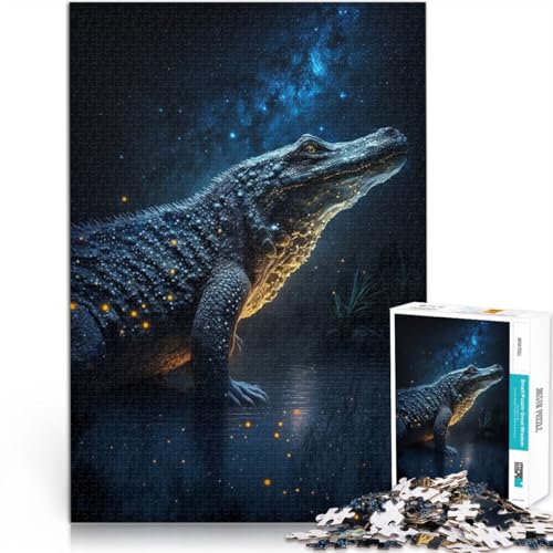 Puzzle für Erwachsene 1000 Teile Galaxie-Krokodil pädagogisches Spielzeug zum Stressabbau 26 x 38 cm einzigartige Geburtstage und Geschenke von DLBHSG