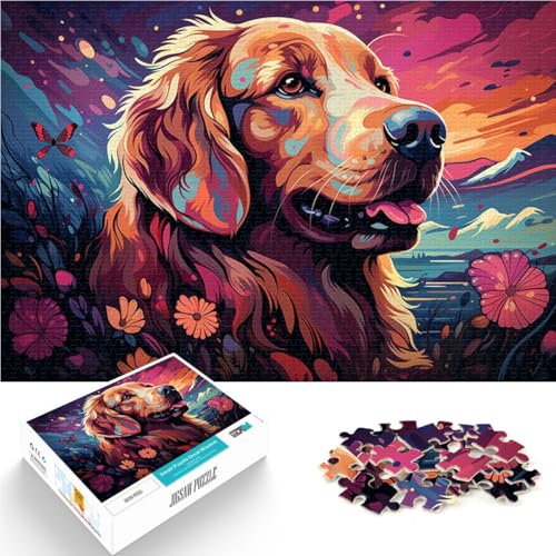 Puzzle für Erwachsene 1000 Teile Golden Retriever anspruchsvolles Spiel Geschenke 50 x 75 cm ganze Familie von DLBHSG