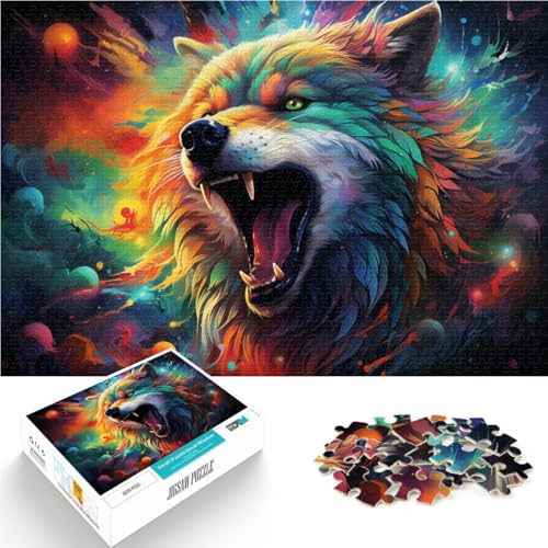 Puzzle für Erwachsene 1000 Teile Grauer Wolf DIY-Puzzle-Spielzeug 50 x 75 cm. Helfen Sie dem Gehirn süchtig machendes Spielzeug zu trainieren und Geduld zu fördern von DLBHSG