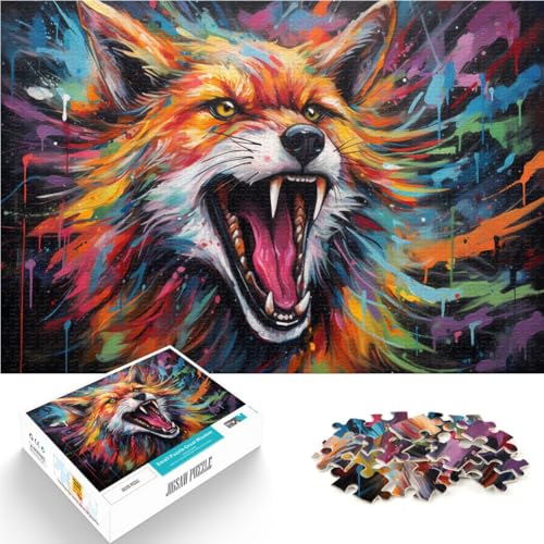 Puzzle für Erwachsene 1000 Teile Grumpy Fox-Quizspiel 50 x 75 cm mit vollständig ineinander greifenden zufällig geformten Teilen für 14-Jährige von DLBHSG