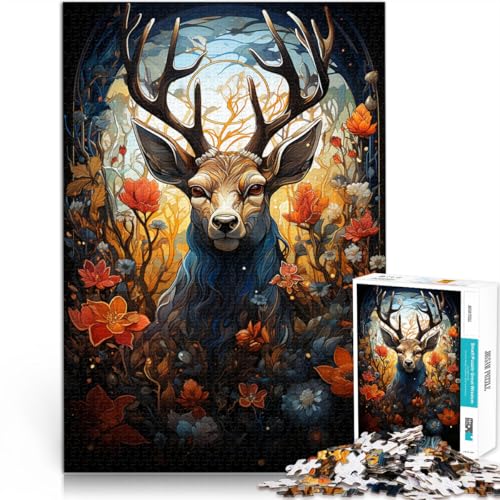 Puzzle für Erwachsene 1000 Teile Hirschblumen Lernpuzzle 50 x 75 cm Lernspiel für Geburtstag Weihnachten von DLBHSG