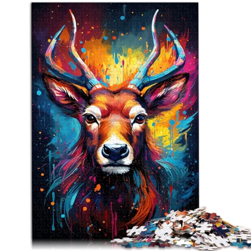 Puzzle für Erwachsene 1000 Teile Hirschmalerei anspruchsvolles Spiel 50 x 75 cm geeignet als Schreibtischdekoration von DLBHSG