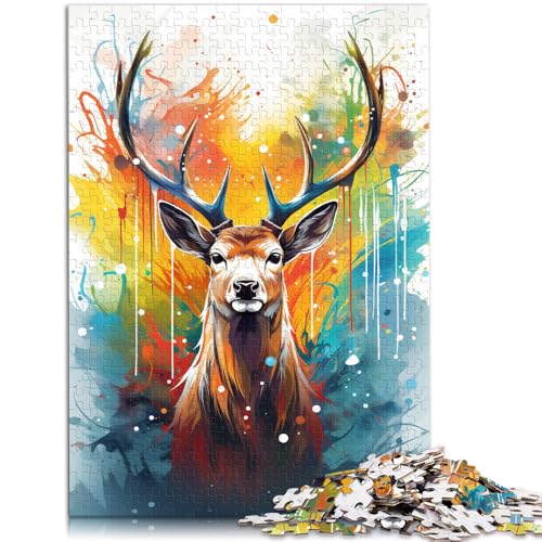 Puzzle für Erwachsene 1000 Teile Hirschtier-Entspannungsspiele 26x38cm Helfen Sie dem Gehirn süchtig machendes Spielzeug zu trainieren und Geduld zu fördern von DLBHSG
