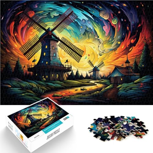 Puzzle für Erwachsene 1000 Teile Holländische Windmühle Spielzeug Lernspiele Stressabbau 26x38cm Angebot als Geschenk für die ganze Familie von DLBHSG