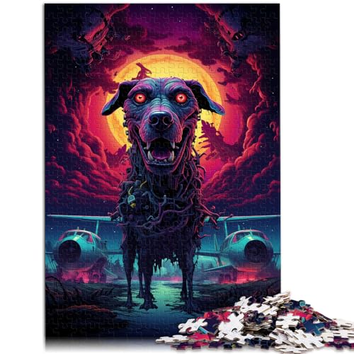 Puzzle für Erwachsene 1000 Teile Hund Steht nachts neben einem Flugzeug Quizspiel 26 x 38 cm Geschenke für Freunde und Familie für Teenager ab 14 Jahren von DLBHSG