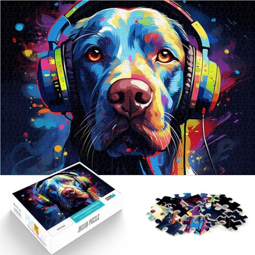 Puzzle für Erwachsene 1000 Teile Hund hört Musik Lernspiele Heimdekoration Puzzle 50 x 75 cm Wichtelgeschenke von DLBHSG