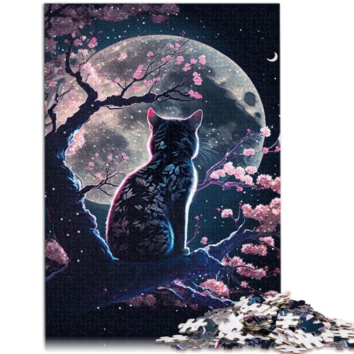Puzzle für Erwachsene 1000 Teile Katze Kirschblüte Japan anspruchsvolles Spiel Geschenke 26 x 38 cm ganze Familie von DLBHSG