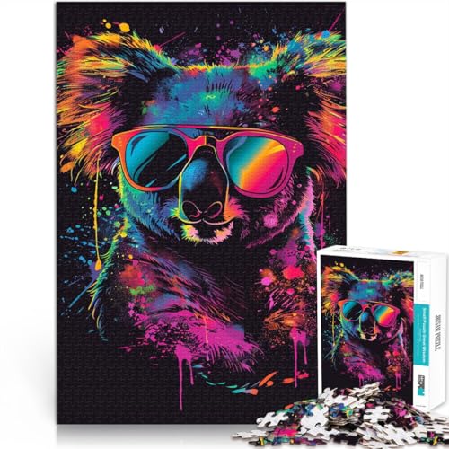 Puzzle für Erwachsene 1000 Teile Koala-Kopfhörer Sonnenbrille Heimdekoration Puzzlespielzeug 50 x 75 cm Fördert die Liebe zwischen Paaren von DLBHSG