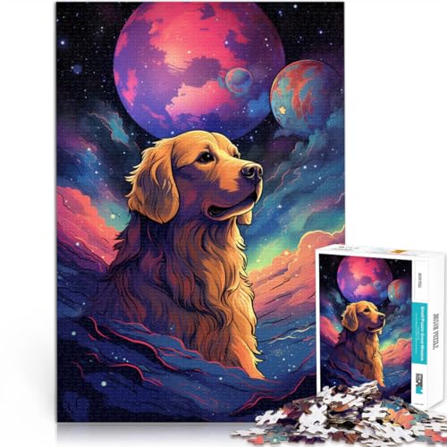 Puzzle für Erwachsene 1000 Teile Kunst-Golden Retriever-Puzzle für Lernspiele Herausforderungsspielzeug 50 x 75 cm anspruchsvolles Spiel und Familienspiel von DLBHSG