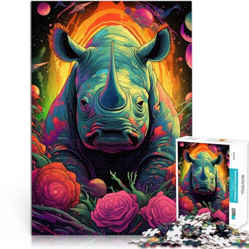 Puzzle für Erwachsene 1000 Teile Kunst-Nashorn Lernspielzeug Familienspiele 26 x 38 cm anspruchsvolles Spiel und Familienspiel von DLBHSG