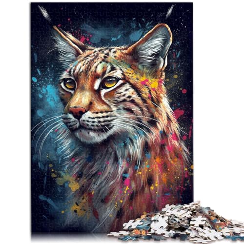 Puzzle für Erwachsene 1000 Teile Luchs-Malerei Heimdekoration Puzzle-Spielzeug 50 x 75 cm mit passendem Poster und Quizblatt von DLBHSG