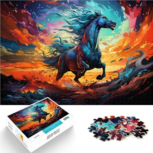 Puzzle für Erwachsene 1000 Teile Pferd Lernspielzeug Familienspiele 26x38cm Lernspiel für Geburtstag Weihnachten von DLBHSG