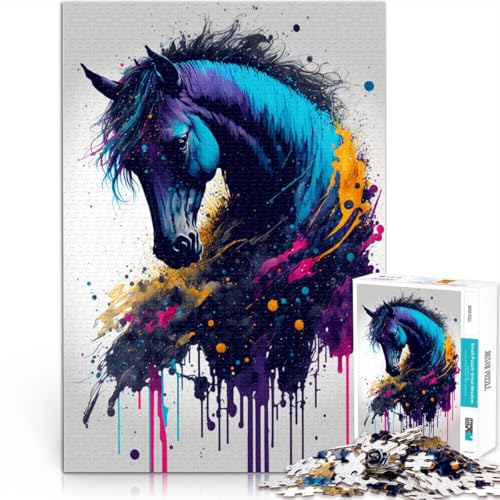 Puzzle für Erwachsene 1000 Teile Pferde Lernpuzzle 26x38cm Lernspiel für Geburtstag Weihnachten von DLBHSG
