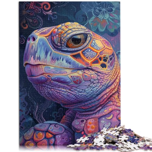 Puzzle für Erwachsene 1000 Teile Planet Turtle schwierig und herausfordernd 50 x 75 cm mit passendem Poster und Quizblatt für 14-Jährige von DLBHSG