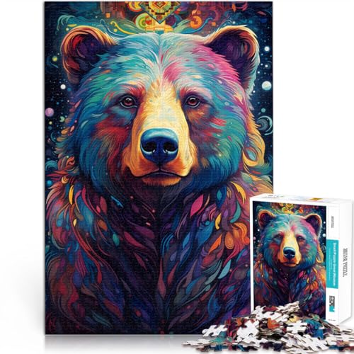 Puzzle für Erwachsene 1000 Teile Psychedelischer Braunbär Lernspiele für Zuhause DIY-Spielzeug 50 x 75 cm Geburtstagsgeschenk Geschenke Wandkunst von DLBHSG