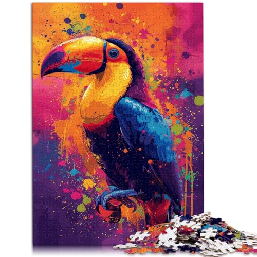 Puzzle für Erwachsene 1000 Teile Psychedelischer Tukan Lernspiele für Zuhause DIY-Spielzeug 26 x 38 cm mit passendem Poster und Quizblatt von DLBHSG