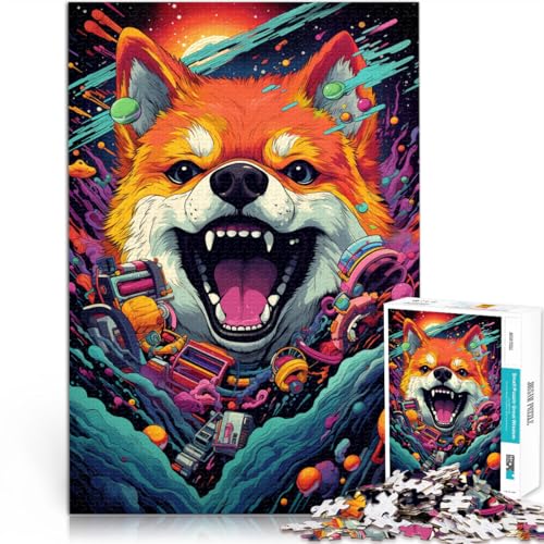 Puzzle für Erwachsene 1000 Teile Quizspiel „Wütender Shiba Inu“ 50 x 75 cm mit passendem Poster und Quizblatt für Teenager ab 14 Jahren von DLBHSG