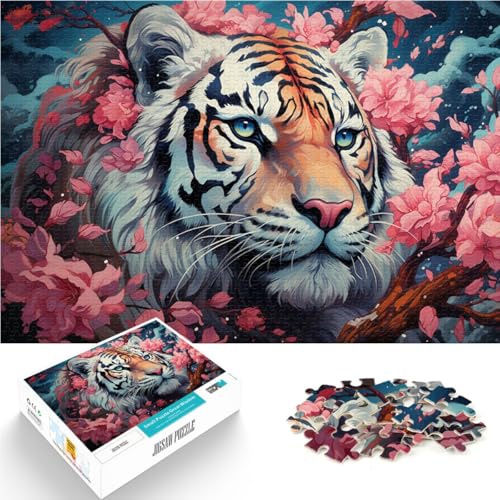 Puzzle für Erwachsene 1000 Teile Sakura- und Tiger-Spielzeug Lernspiele Stressabbau 26 x 38 cm mit passendem Poster und Quizblatt von DLBHSG