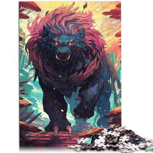 Puzzle für Erwachsene 1000 Teile Schwarzes Löwenmonster anspruchsvolles Spiel Geschenke 50 x 75 cm anspruchsvolles Spiel und Familienspiel für Teenager ab 14 Jahren von DLBHSG