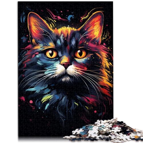 Puzzle für Erwachsene 1000 Teile Seltsame kleine Schwarze Katze schwierig und herausfordernd 50 x 75 cm Lernspiel für Geburtstag Weihnachten von DLBHSG