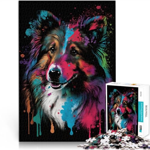 Puzzle für Erwachsene 1000 Teile Shetland-Schäferhund bunt schwierig 26 x 38 cm anspruchsvolles Spiel und Familienspiel von DLBHSG