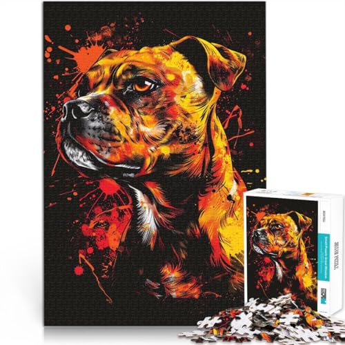 Puzzle für Erwachsene 1000 Teile Staffordshire Bull Terrier schwieriges Puzzle 50 x 75 cm mit passendem Poster und Quizblatt von DLBHSG