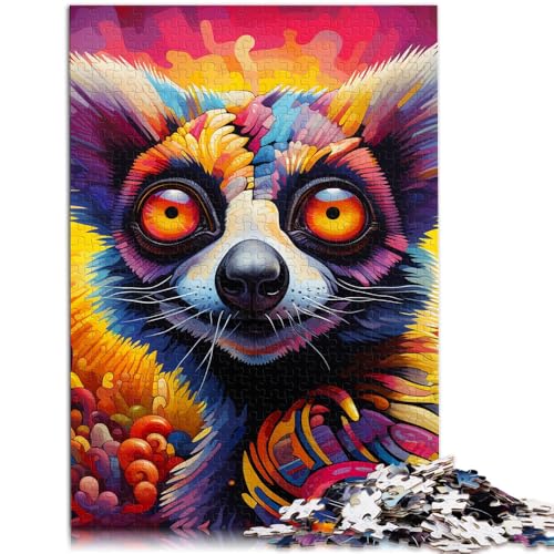 Puzzle für Erwachsene 1000 Teile Tierlemur Spielzeug Lernspiele Stressabbau 26x38cm Geeignet für die Schreibtischdekoration von DLBHSG