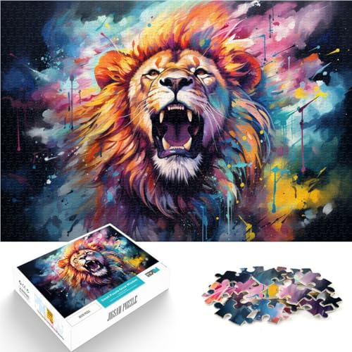 Puzzle für Erwachsene 1000 Teile Tierlöwe Lernspielzeug 50 x 75 cm mit passendem Poster und Quizblatt von DLBHSG