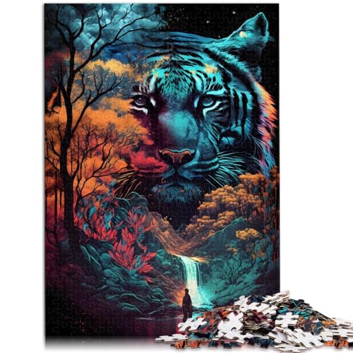 Puzzle für Erwachsene 1000 Teile Tiger-Doppelbelichtung Spiele Spielzeug Geschenk 26 x 38 cm ganze Familie von DLBHSG