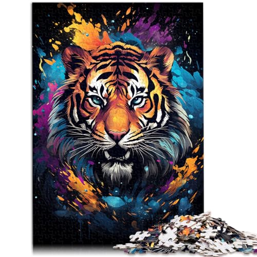 Puzzle für Erwachsene 1000 Teile Tiger Lernspielzeug Familienspiele 50 x 75 cm mit passendem Poster und Quizblatt von DLBHSG