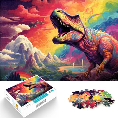 Puzzle für Erwachsene 1000 Teile Tyrannosaurus Rex Regenbogen Weltraum Lernspielzeug Familienspiele 50 x 75 cm Geburtstagsgeschenk Geschenke von DLBHSG