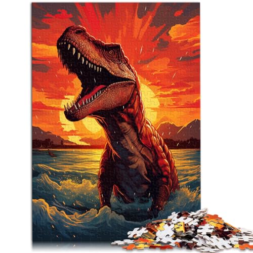 Puzzle für Erwachsene 1000 Teile Tyrannosaurus Rex Sonnenuntergang Ozean Spielzeug Denkspiel 50 x 75 cm anspruchsvolles Spiel und Familienspiel von DLBHSG