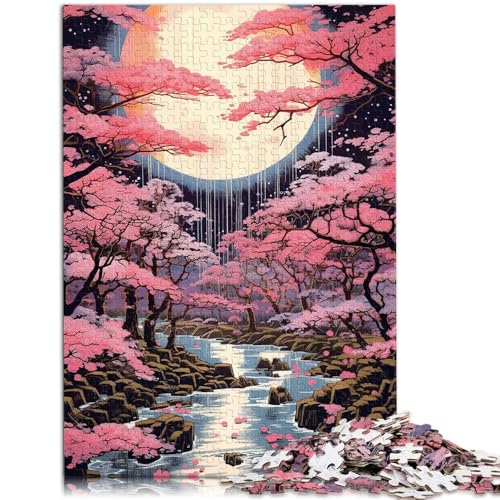 Puzzle für Erwachsene 1000 Teile Ukiyo-e Vollmond Sakura Spiel Spielzeug 50x75cm Lernspiel für Geburtstag Weihnachten von DLBHSG