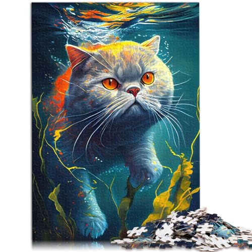 Puzzle für Erwachsene 1000 Teile Unterwasserkatze Lernspielzeug Familienspiele 50 x 75 cm Geschenke für Freunde und Familie von DLBHSG