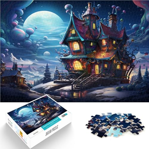 Puzzle für Erwachsene 1000 Teile Weihnachtshaus-Spielzeug Lernspiele Stressabbau 50 x 75 cm mit passendem Poster und Quizblatt von DLBHSG