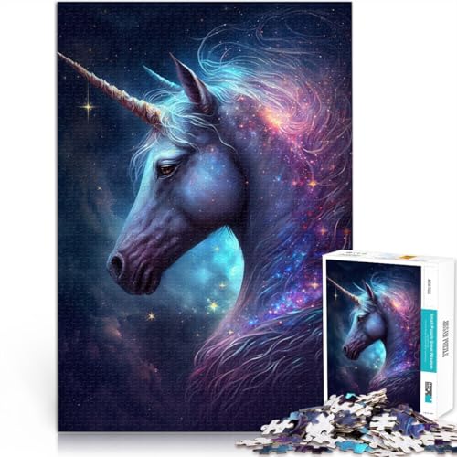 Puzzle für Erwachsene 1000 Teile Weltraum-Einhorn Spielzeug Denkspiel 26 x 38 cm mit passendem Poster und Quizblatt für Kinder ab 14 Jahren von DLBHSG