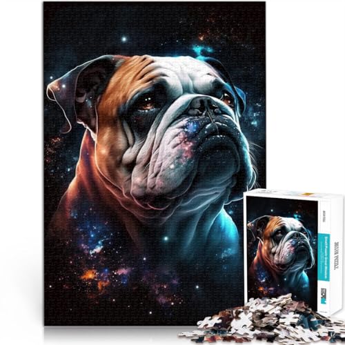 Puzzle für Erwachsene 1000 Teile Weltraum-Farb-Bulldoggen-Puzzle – anspruchsvolles Spiel 50 x 75 cm anspruchsvolles Spiel und Familienspiel von DLBHSG