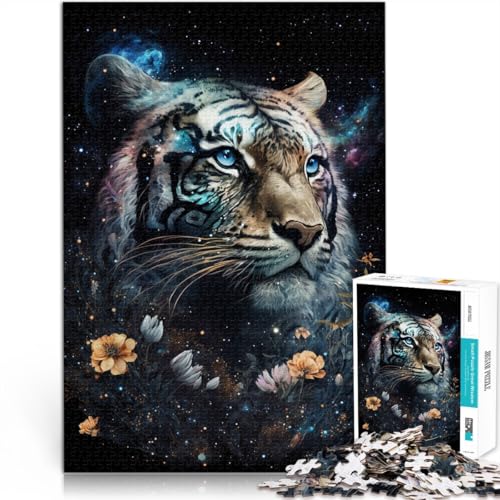 Puzzle für Erwachsene 1000 Teile Weltraum Tiger Blumen Spielzeug Denkspiel 50 x 75 cm Lernspiel für Geburtstag Weihnachten von DLBHSG