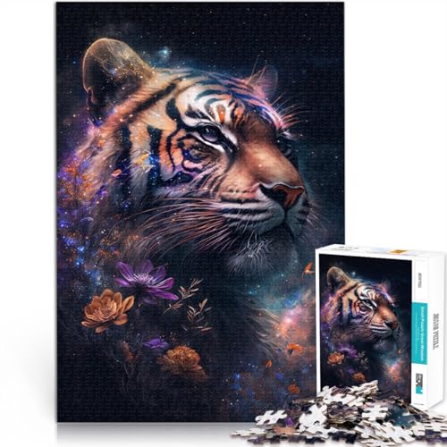 Puzzle für Erwachsene 1000 Teile Weltraum Tiger Blumen Spielzeug Lernspiele Stressabbau 26 x 38 cm anspruchsvolles Spiel und Familienspiel von DLBHSG